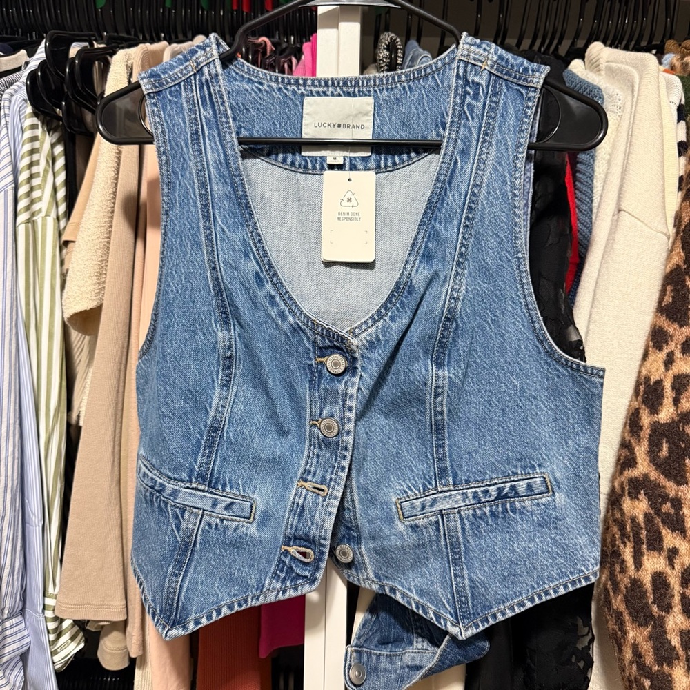 Lucky Brand Denim Button Front Vest Top | Size M